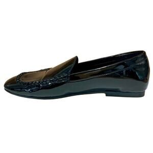 Rag & Co Women's Black Patent Leather Square Toe Slip On Loafers Shoes Size 10